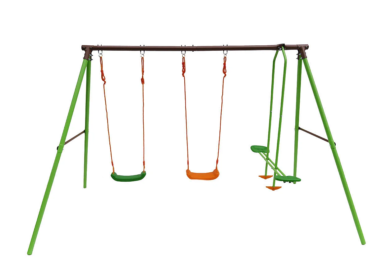 Tuinschommel metaal tuin schommel "Leo" - 1.96 m - 3 speeltoestellen