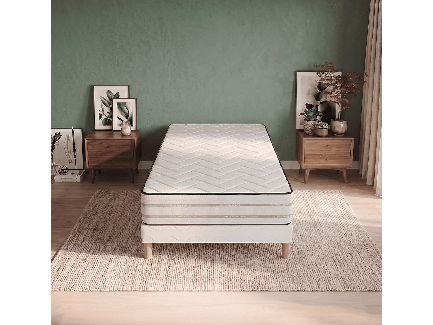 Matelas Memory Foam 70x190 cm Hauteur 25 cm Mousse à Mémoire de Forme Tissu Stretch Double face Soutien mi-ferme