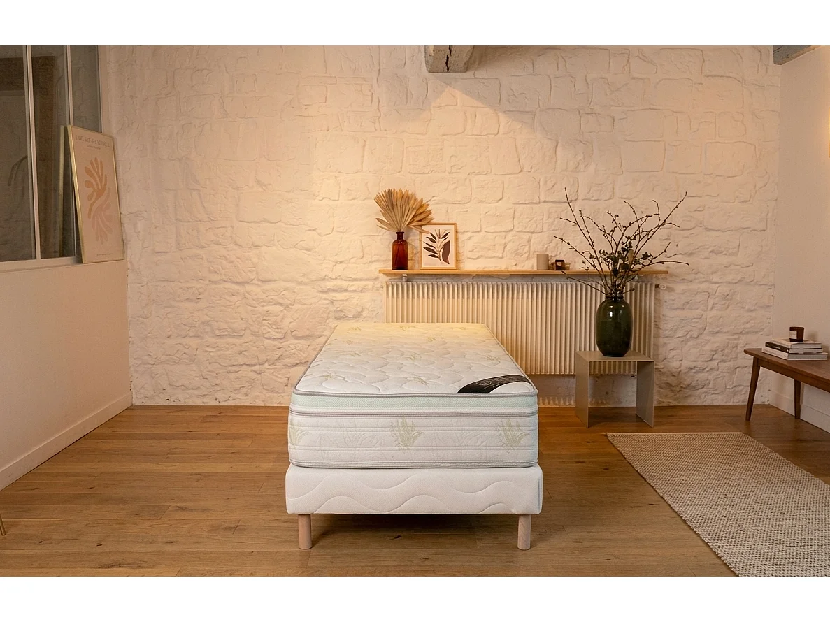 Matelas Aloe Vera 70x190 cm Hauteur 27 cm Mousse à Mémoire de Forme Infusée Aloe Vera Double Face Soutien mi-ferme