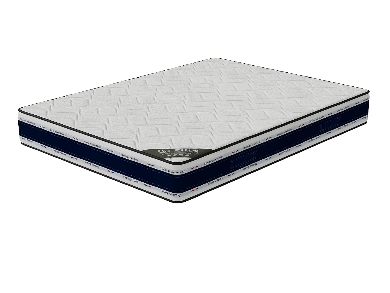 Matelas Blue Memory 200x200 cm Hauteur 22 cm Mousse à Mémoire de Forme Haute Densité Technologie 3D Soutien équilibré