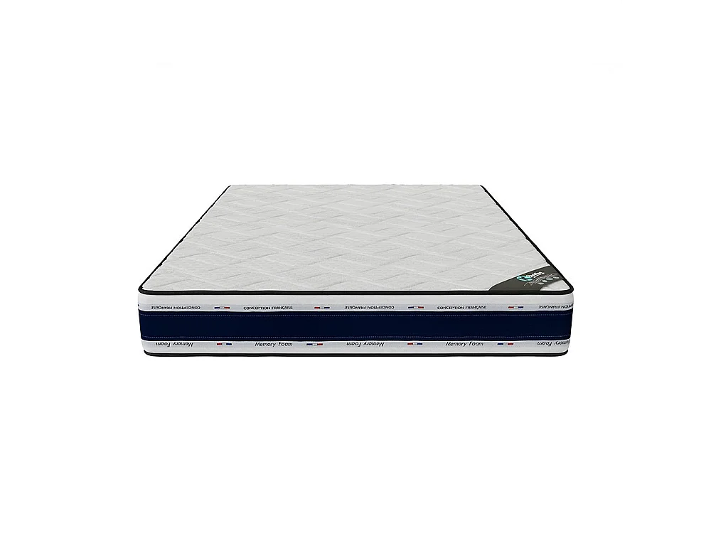 Matelas Blue Memory 160x200 cm Hauteur 22 cm Mousse à Mémoire de Forme Haute Densité Technologie 3D Soutien équilibré