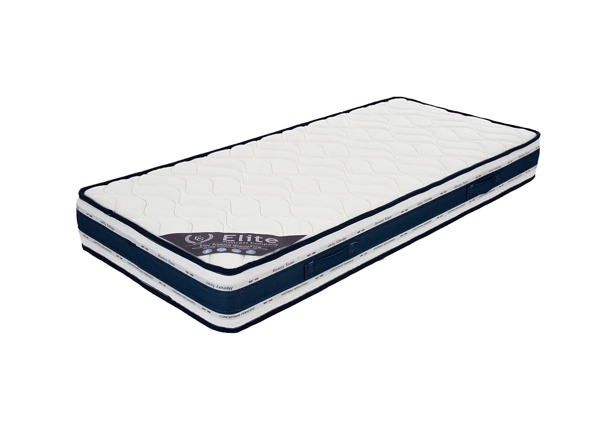 Matelas Blue Memory 70x190 cm Hauteur 22 cm Mousse à Mémoire de Forme Haute Densité Technologie 3D Soutien équilibré