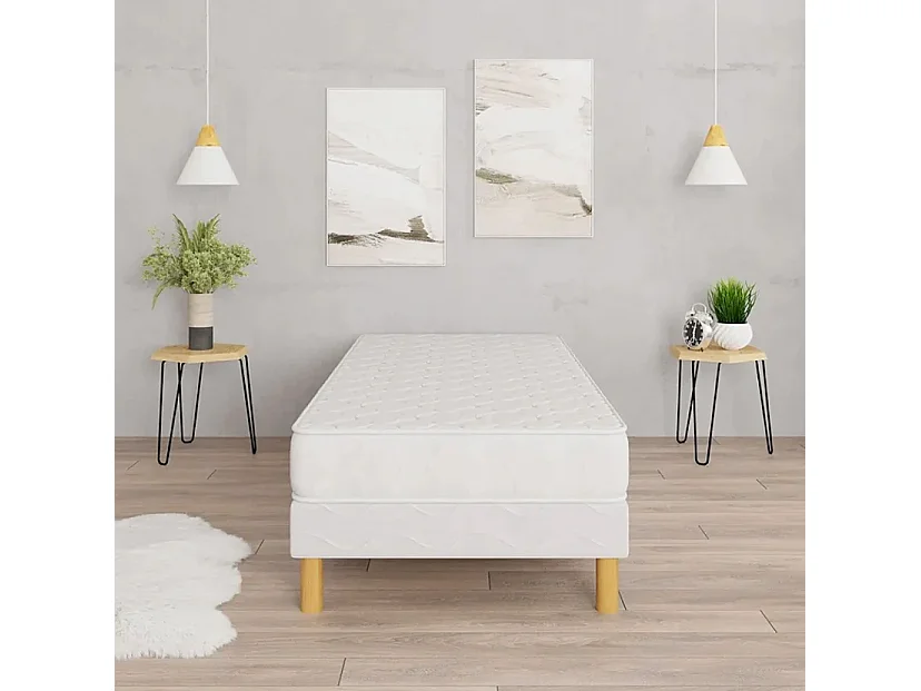 Matelas Confort+ 90x190cm Hauteur 17cm Mousse Polyuréthane Hypoallergénique Soutien équilibré