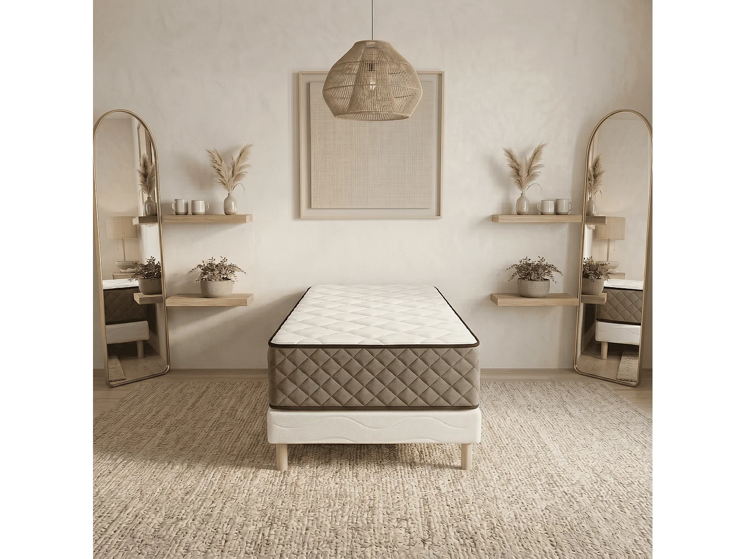 Matelas Hotel Confort 70x190 cm Hauteur 30 cm Mousse Polyuréthane Haute résilience Tissu Stretch Effet Velours Soutien ferme