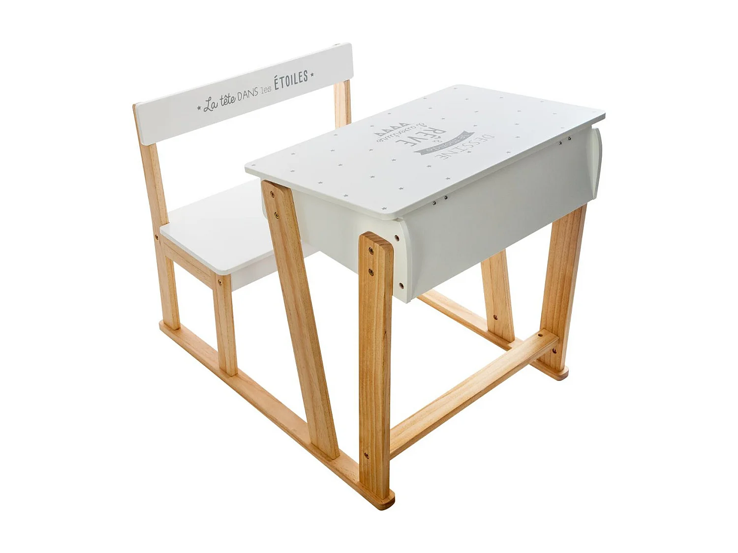 Escritorio pupitre con silla MDF blanco 58x79x58cm