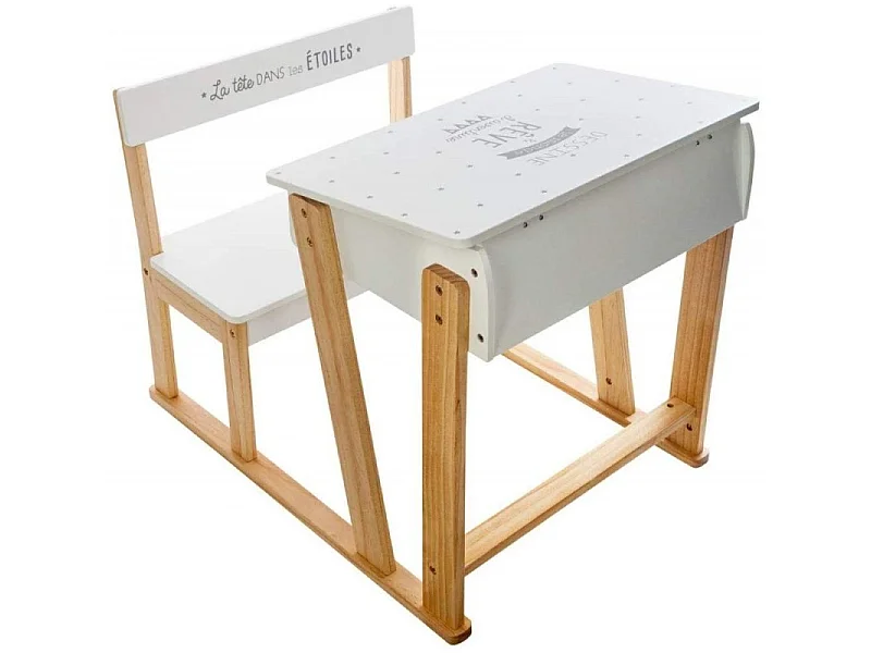 Bureau avec chaise MDF blanc 58x79x58cm