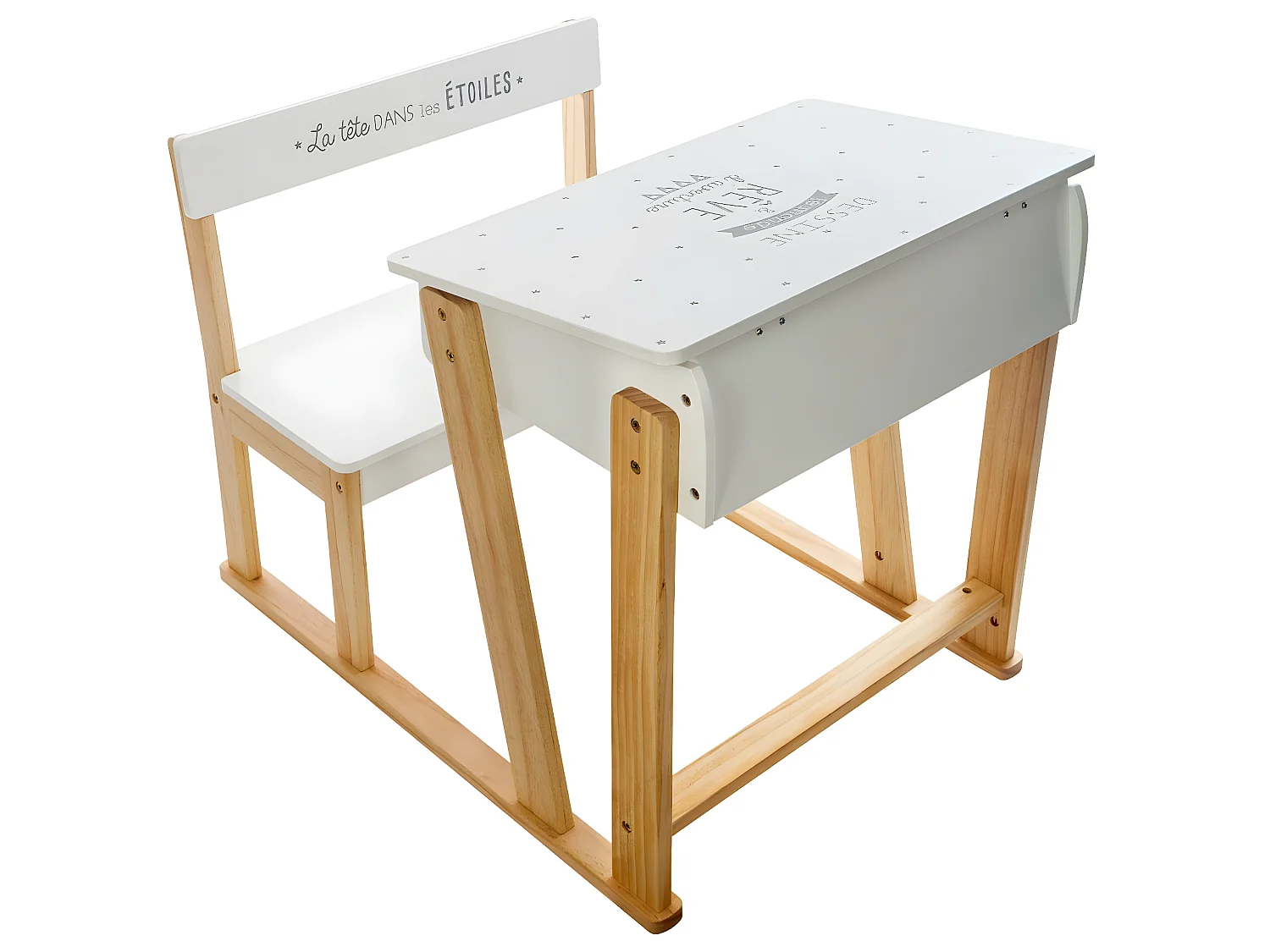 Bureau enfant Pupitre en Bois H 58 cm