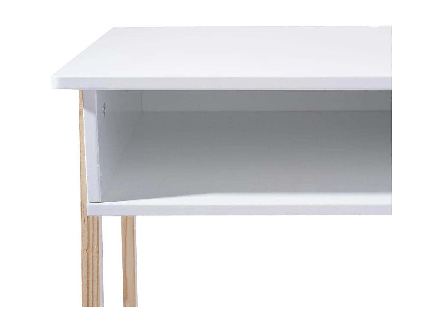 Mesa infantil de melamina branca, pernas de madeira, 1 furo, 58 cm