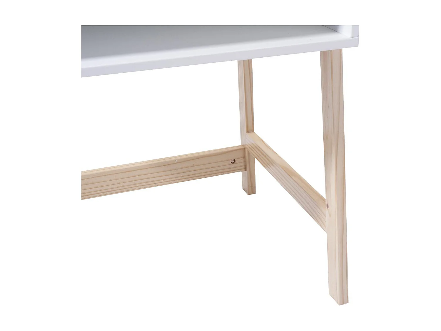 Mesa infantil de melamina branca, pernas de madeira, 1 furo, 58 cm
