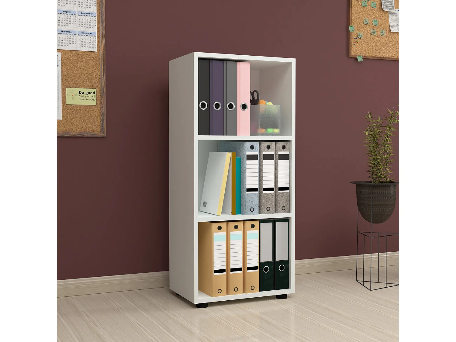 Bibliothèque Vara à 3 niveaux 108 x 49 x 30 cm blanc [en.casa]