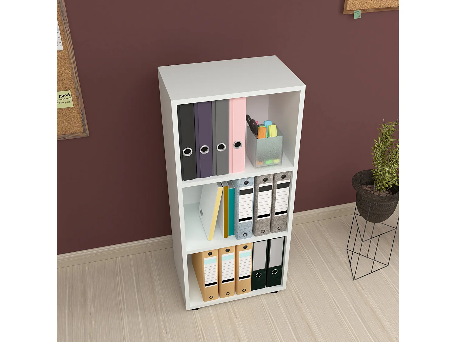 Bibliothèque Vara à 3 niveaux 108 x 49 x 30 cm blanc [en.casa]