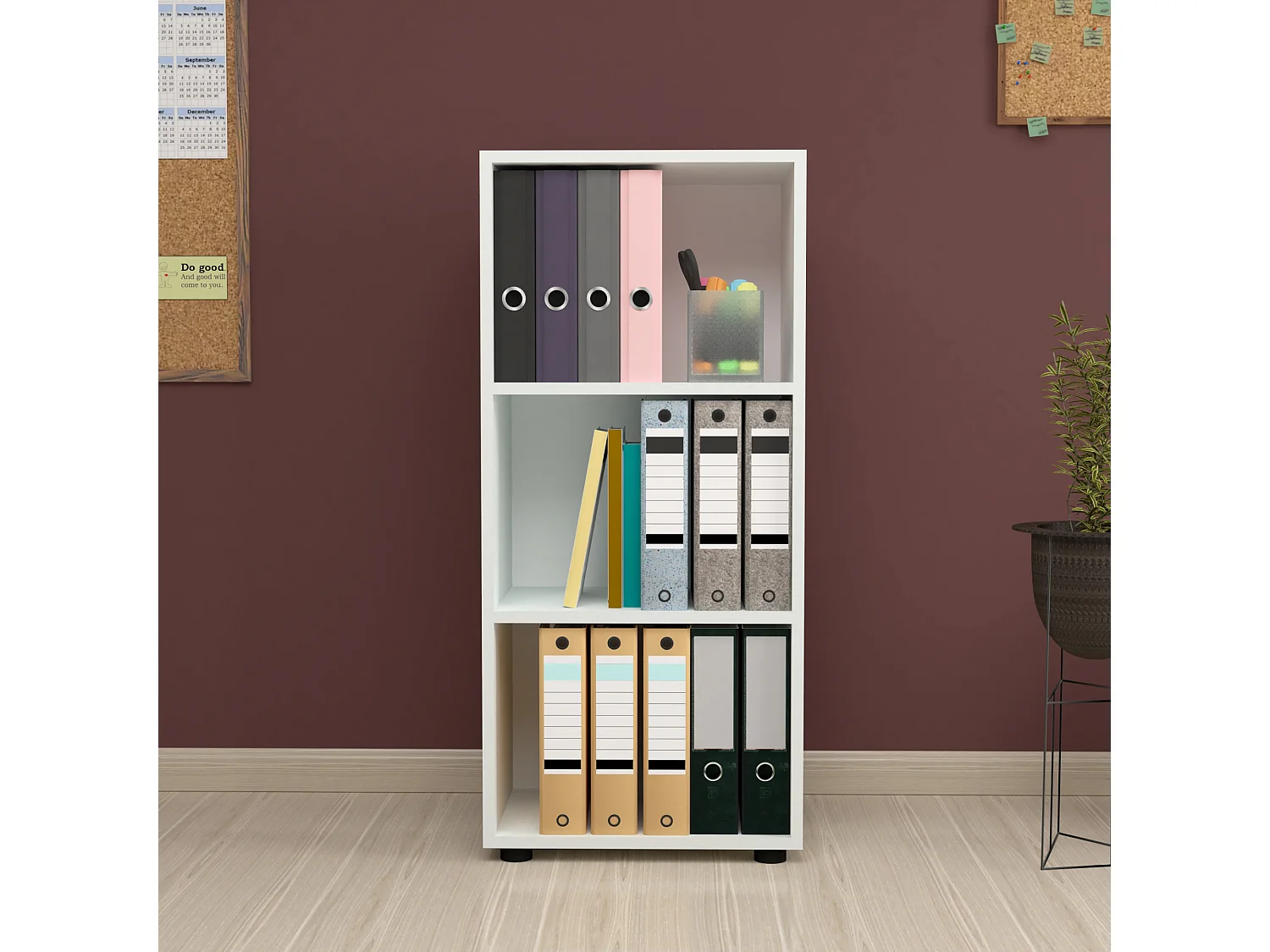 Bibliothèque Vara à 3 niveaux 108 x 49 x 30 cm blanc [en.casa]