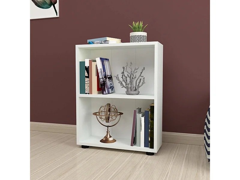 Bibliothèque Vara à 2 niveaux 72 x 55 x 20 cm blanc [en.casa]