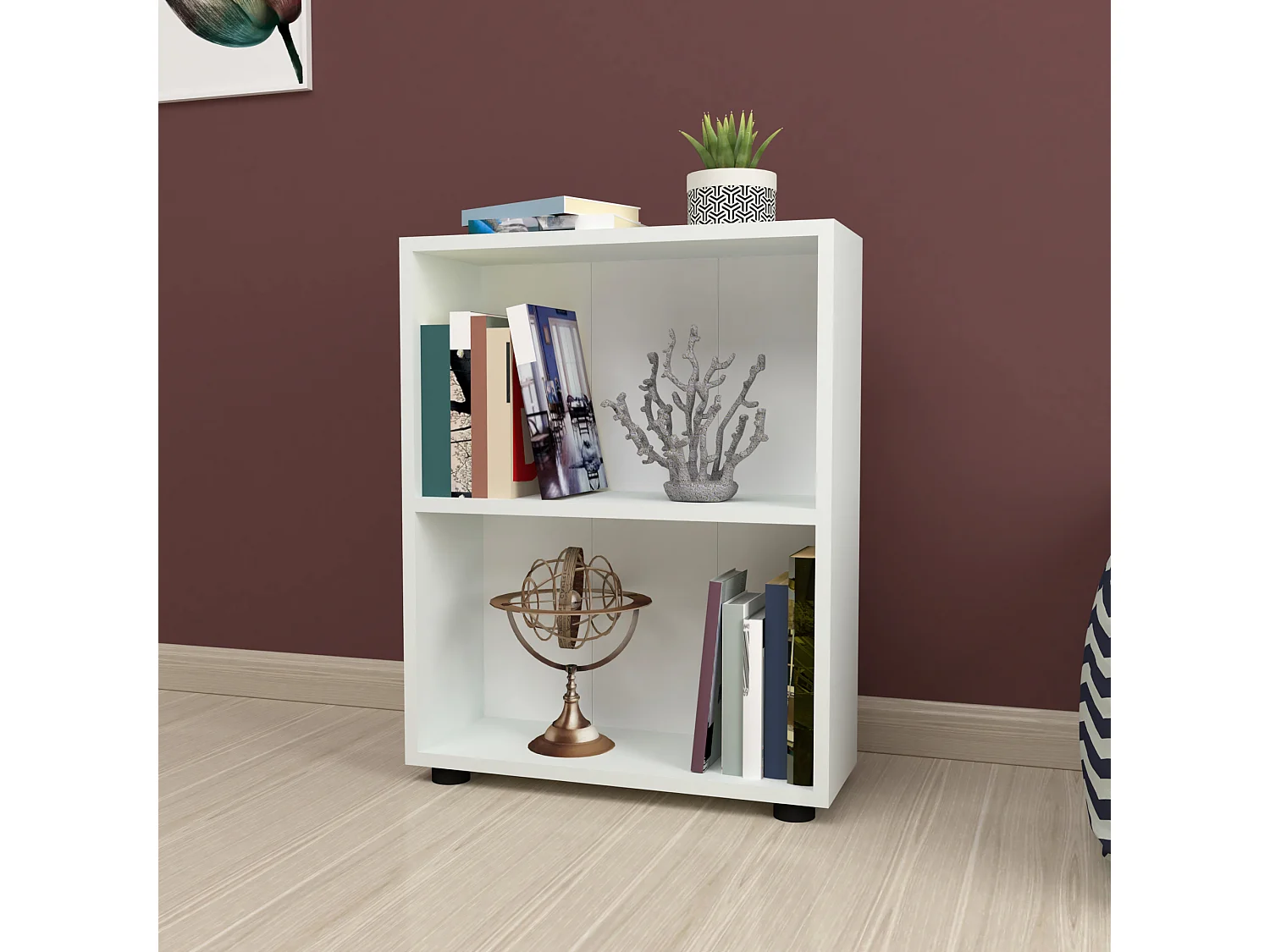 Bibliothèque Vara à 2 niveaux 72 x 55 x 20 cm blanc [en.casa]