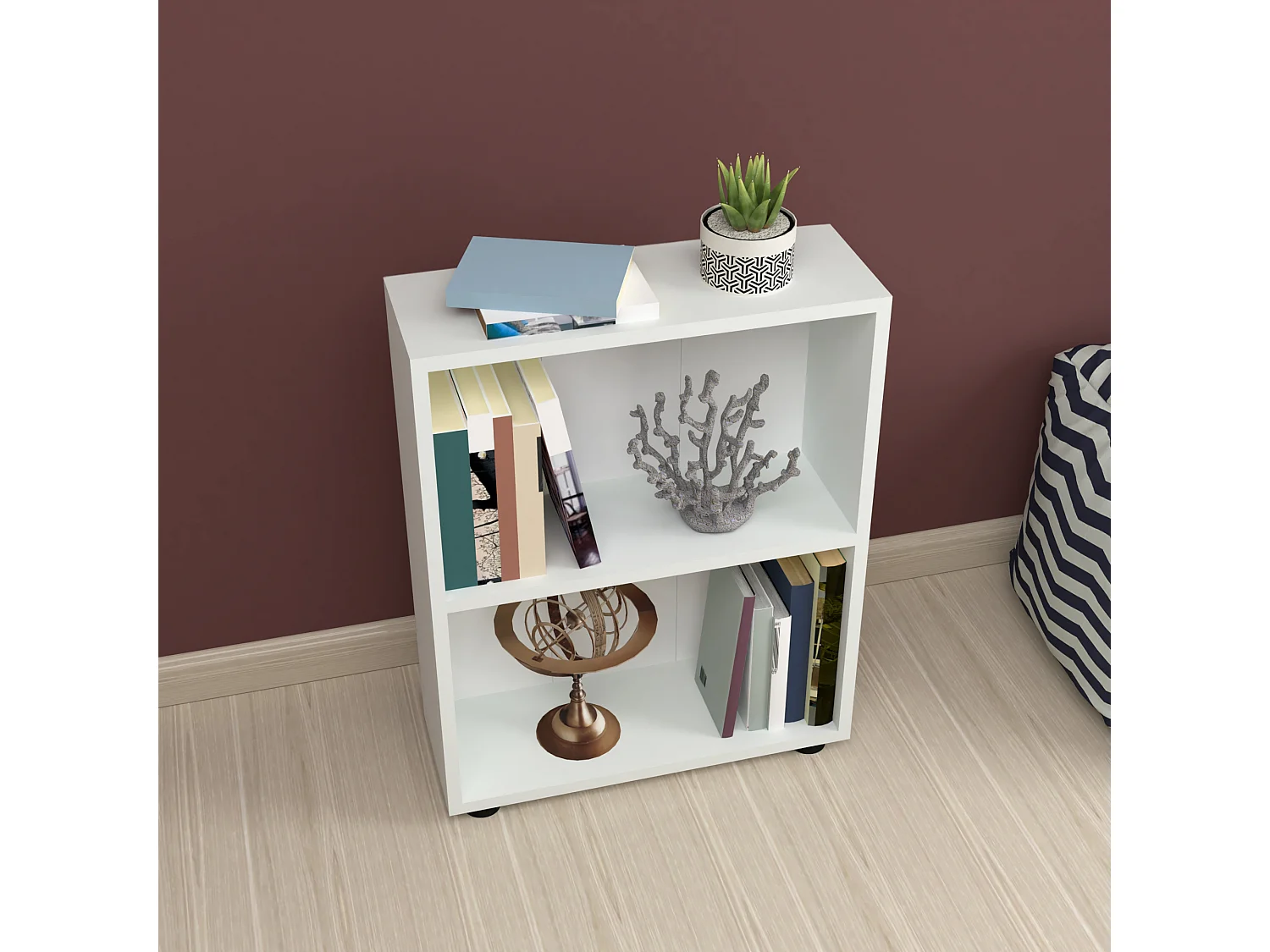 Bibliothèque Vara à 2 niveaux 72 x 55 x 20 cm blanc [en.casa]