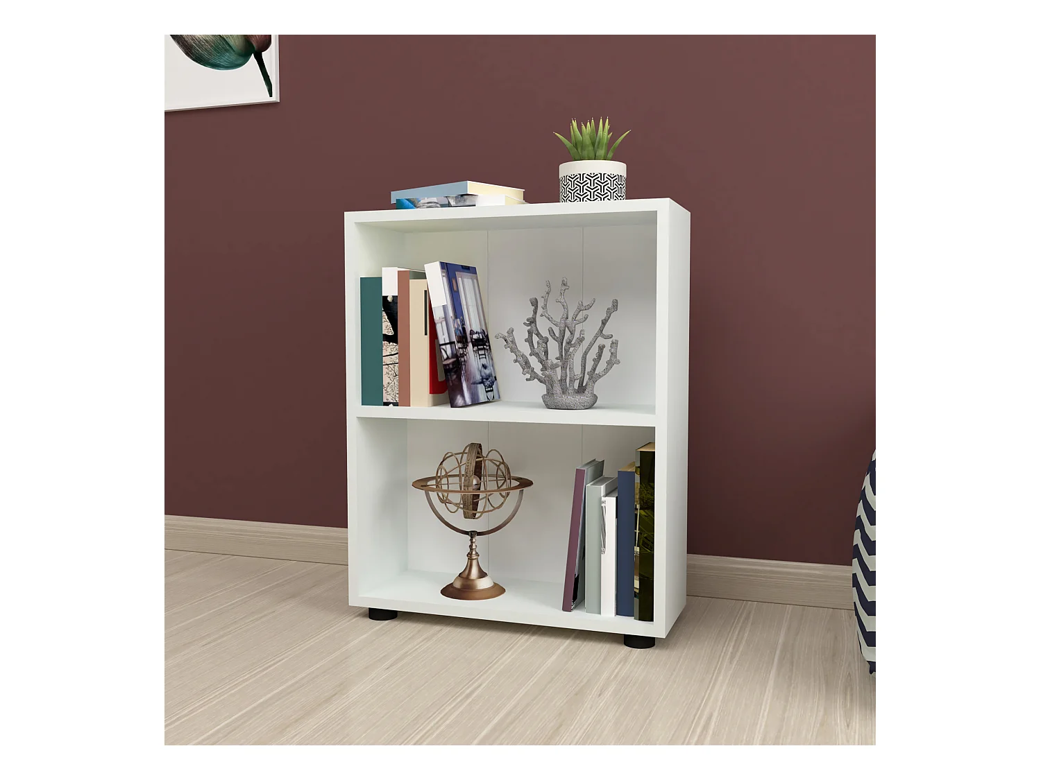 Bibliothèque Vara à 2 niveaux 72 x 55 x 20 cm blanc [en.casa]