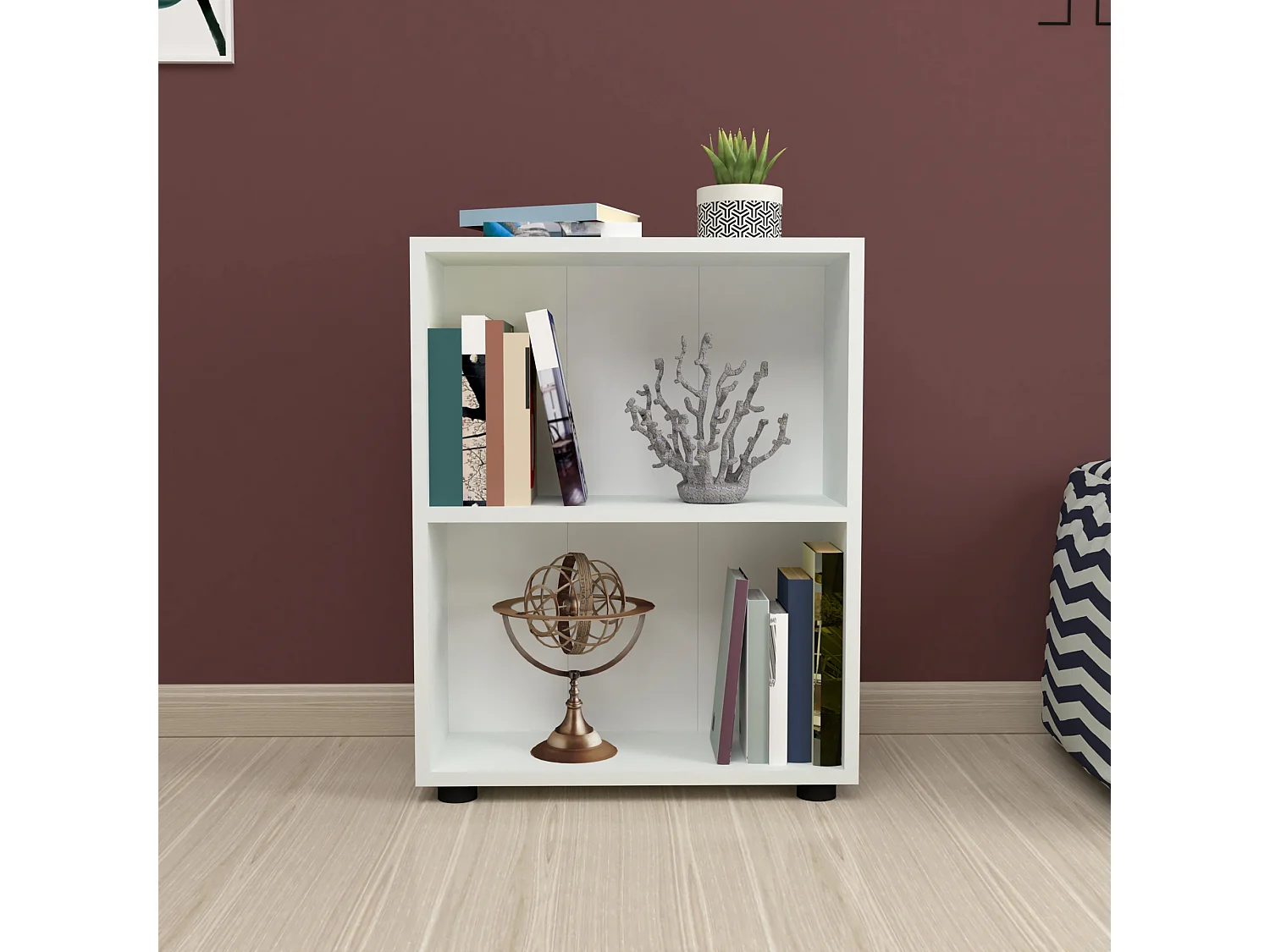 Bibliothèque Vara à 2 niveaux 72 x 55 x 20 cm blanc [en.casa]