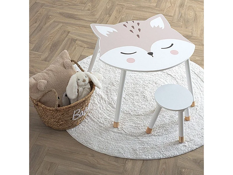 Table Renard en Bois H 43 cm pour Chambre d'enfant