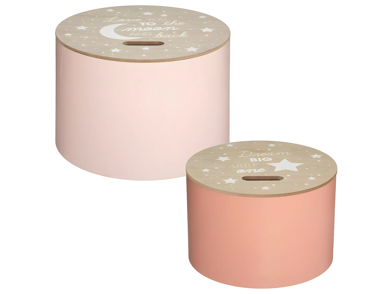 Set de 2 Tables Coffre de rangement Rose en Bois Chambre d'enfant