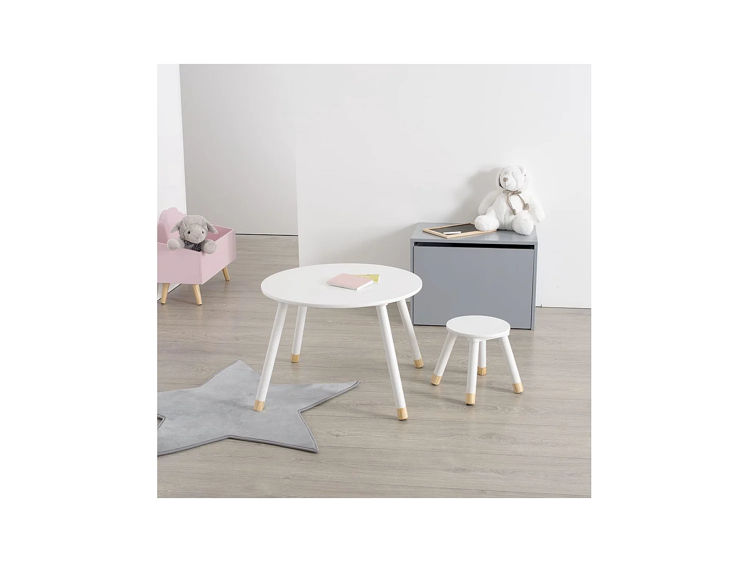 Tavolino MDF bianco Nordic Kids  43x60x60cm