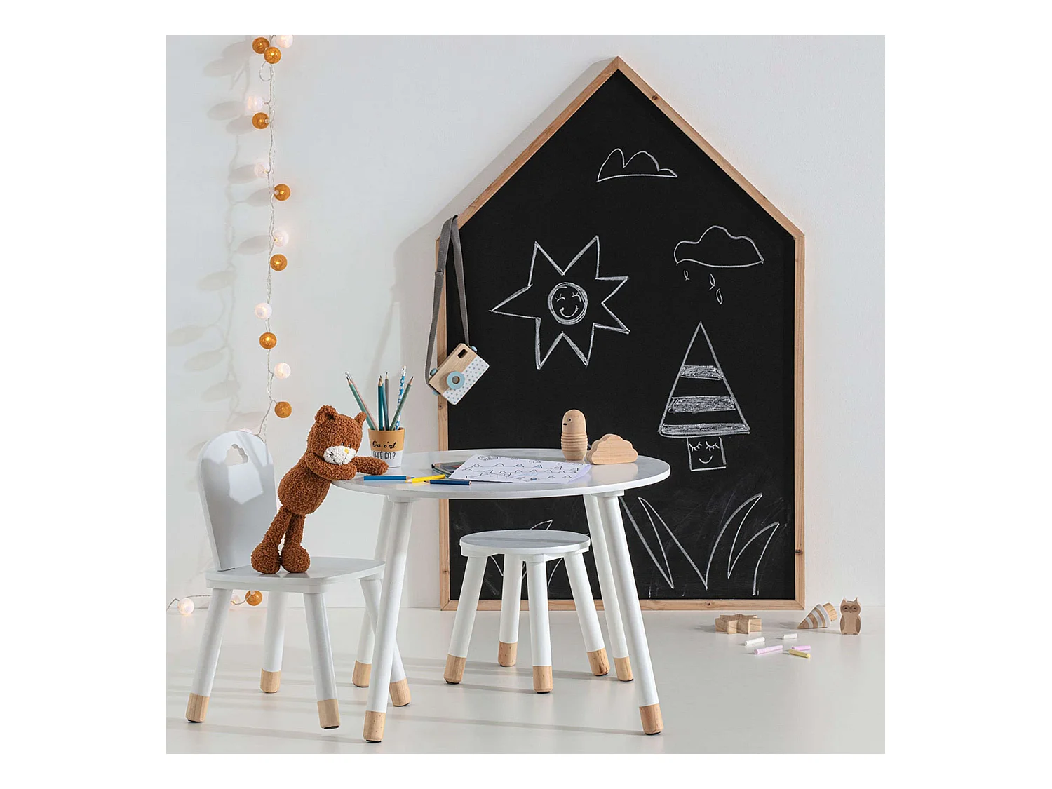 Tavolino MDF bianco Nordic Kids  43x60x60cm