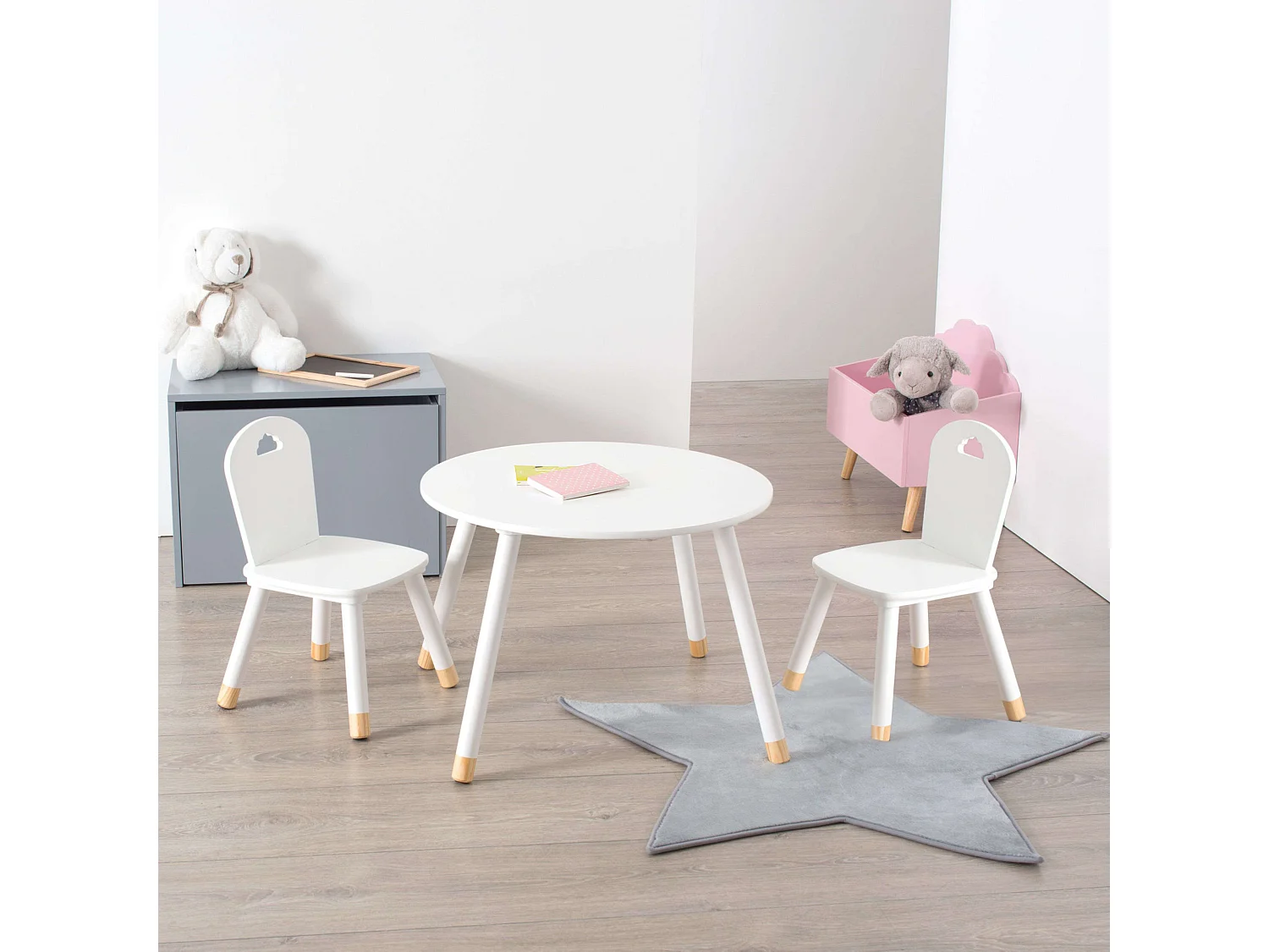 Tavolino MDF bianco Nordic Kids  43x60x60cm