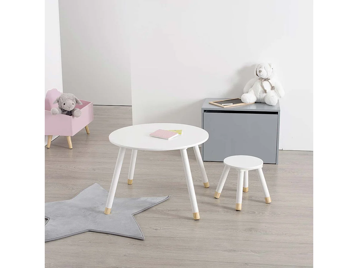 Mesita MDF blanco Nordic kids 43x60x60cm
