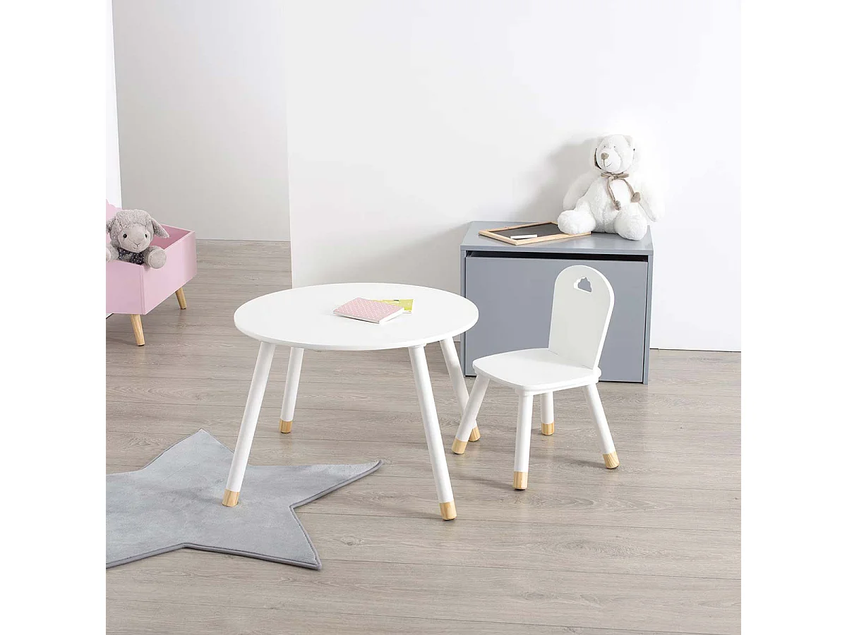 Mesita MDF blanco Nordic kids 43x60x60cm