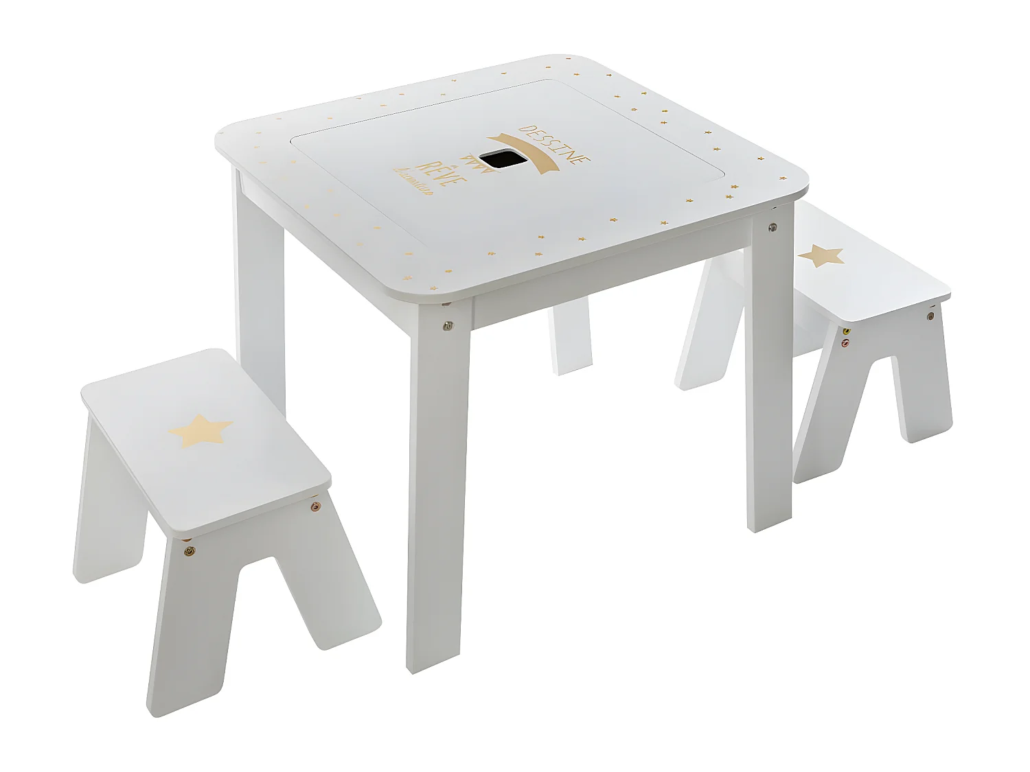 Table de jeux et 2 Tabourets pour Enfant