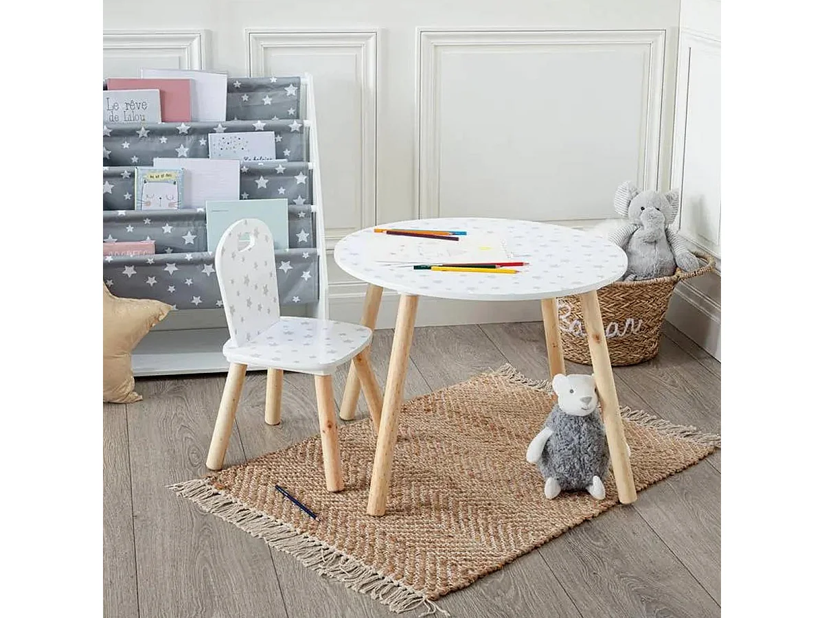 Table pour Enfant en Bois motif étoiles D 60 cm