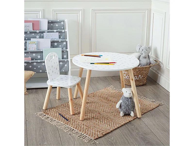 Tavolino MDF bianco/grigio Nordic Kids  43x60x60cm