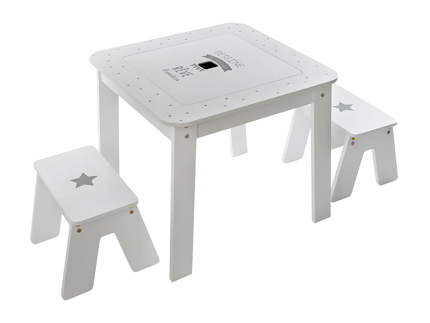 Table de jeux et 2 Tabourets pour Enfant