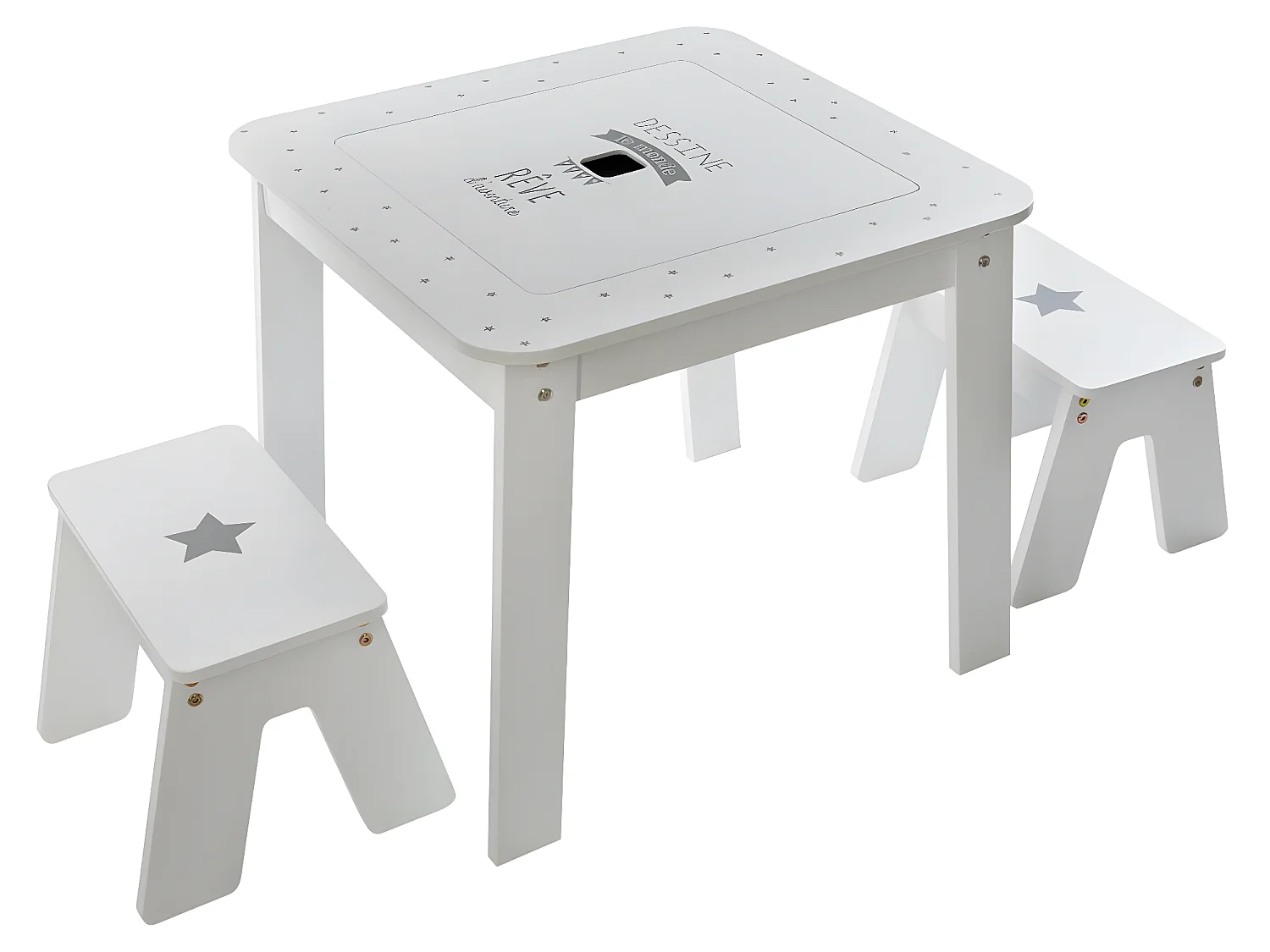Table de jeux et 2 Tabourets pour Enfant