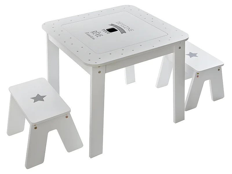Table de jeux et 2 Tabourets pour Enfant