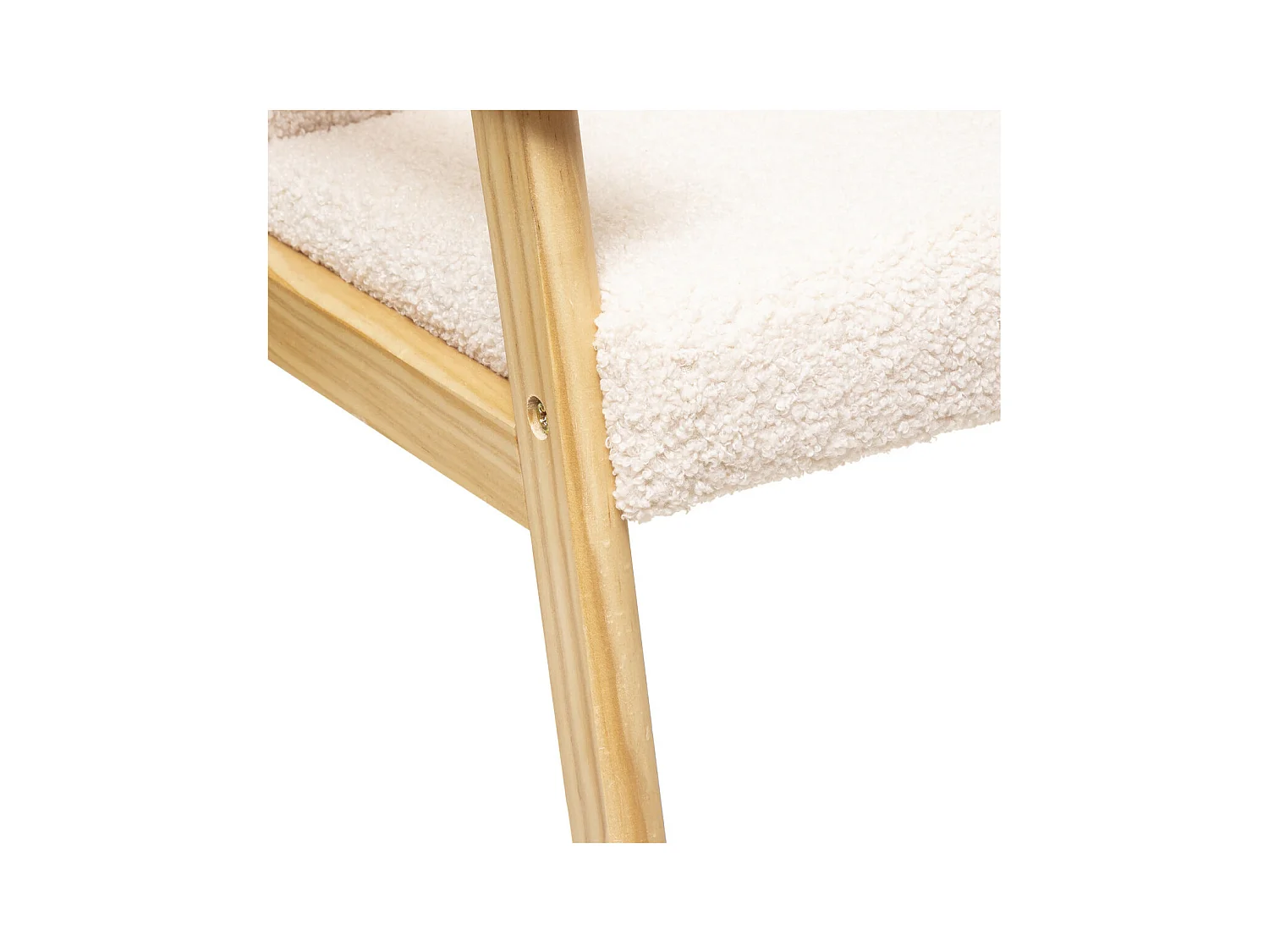 Fauteuil pour Enfant en Bois et Tissu bouclette écru H 46 cm