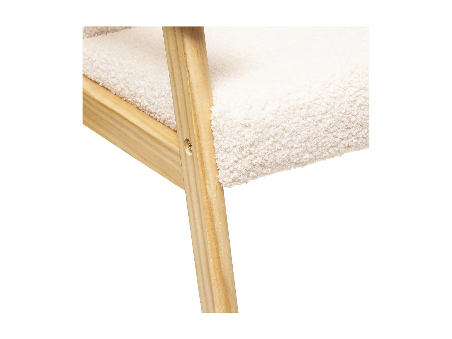 Fauteuil pour Enfant en Bois et Tissu bouclette écru H 46 cm