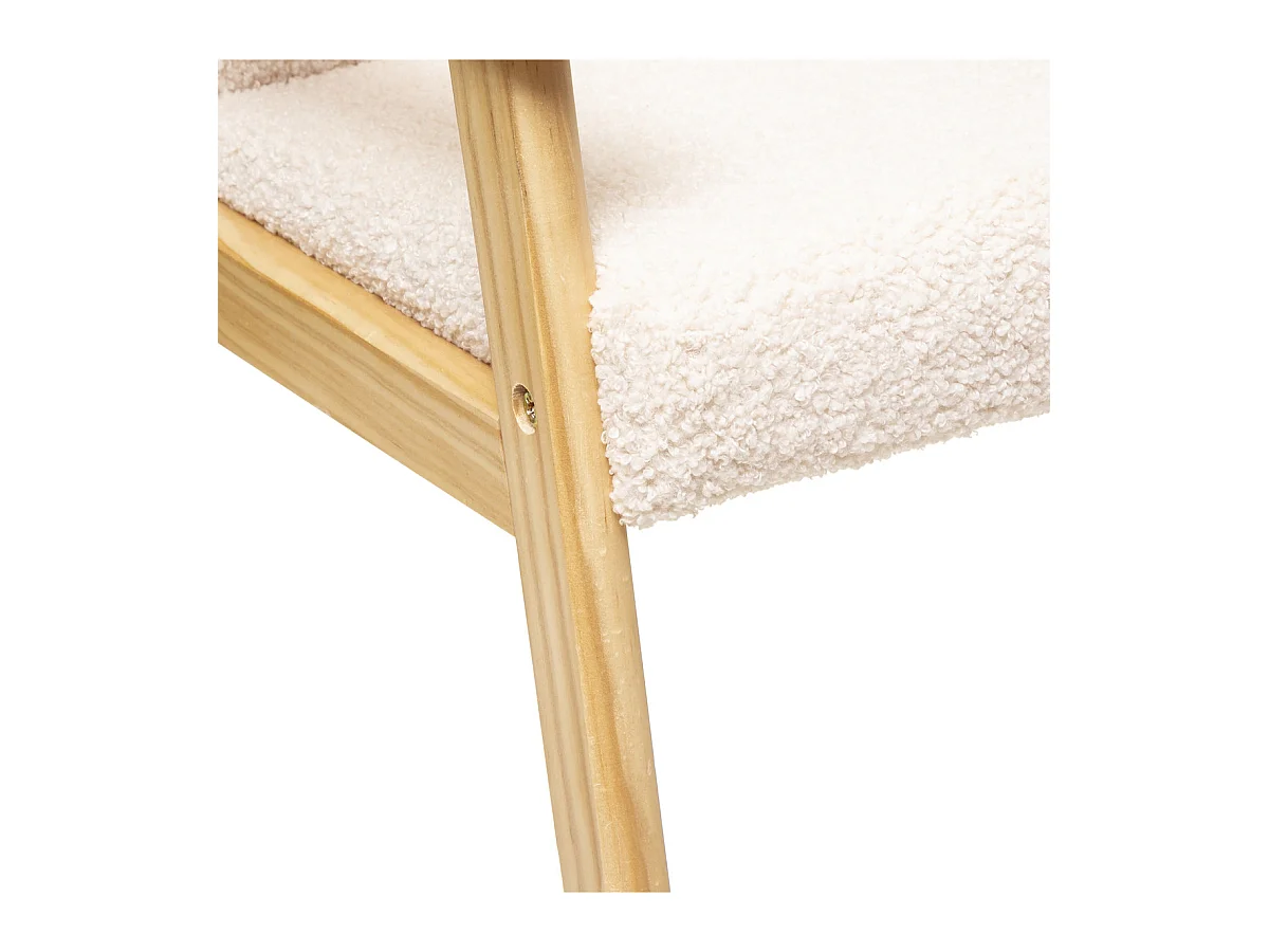 Fauteuil pour Enfant en Bois et Tissu bouclette écru H 46 cm