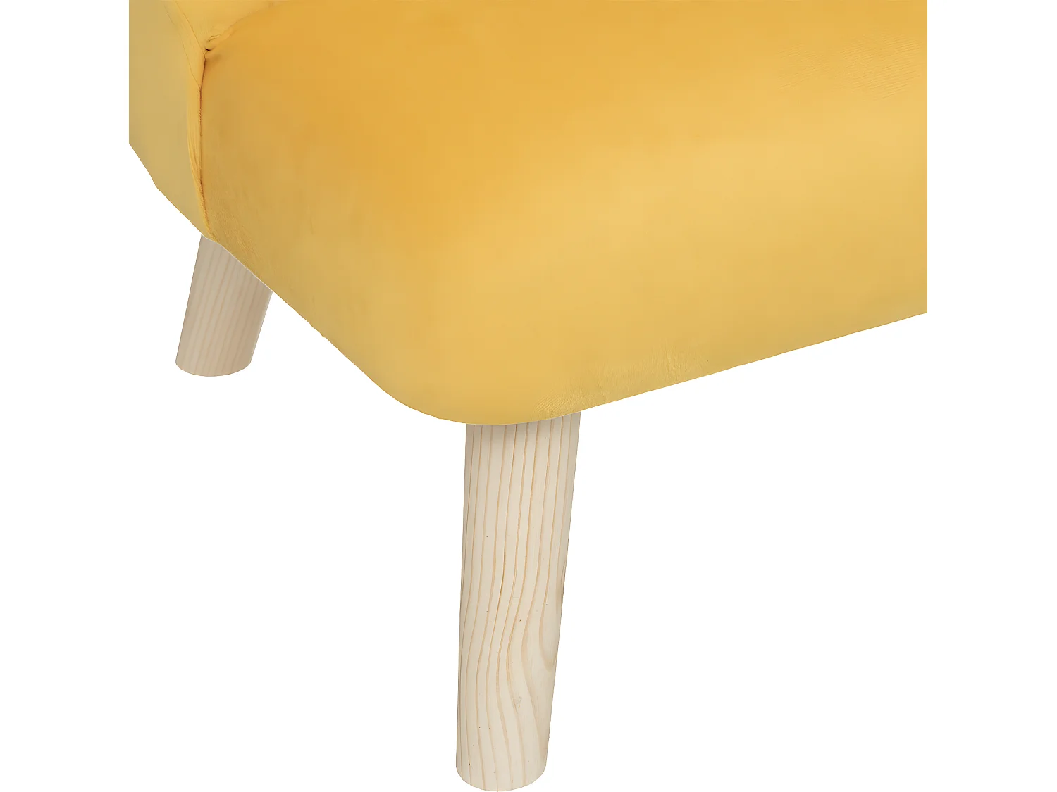 Fauteuil pour Enfant en tissu Jaune et pieds en Bois de Pin