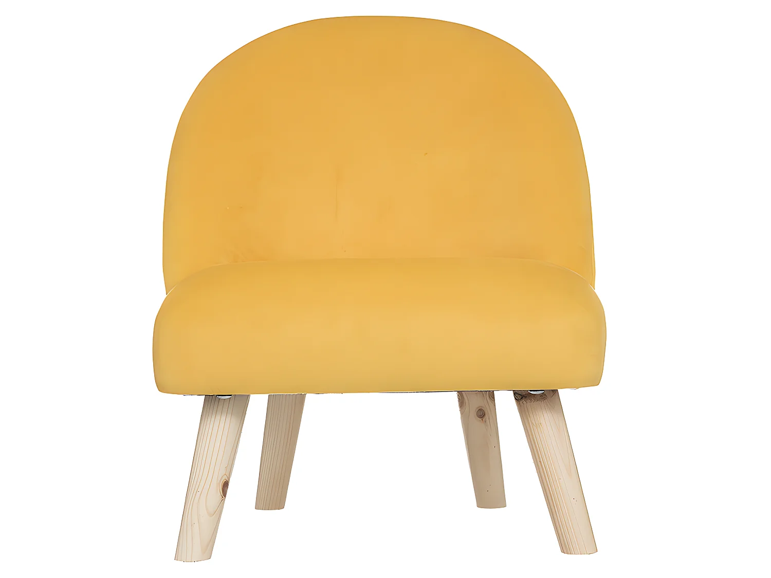 Fauteuil pour Enfant en tissu Jaune et pieds en Bois de Pin