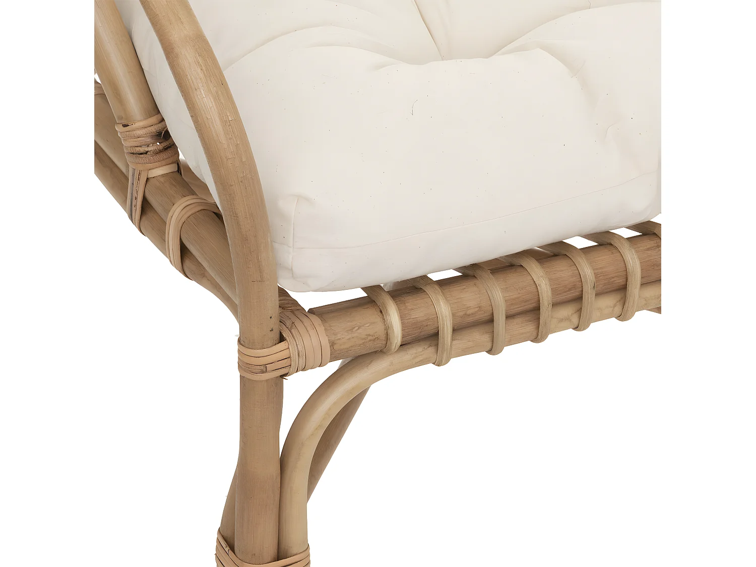 Banquette 2 places en Rotin et Coton Blanc  L 110 x  H 77 cm