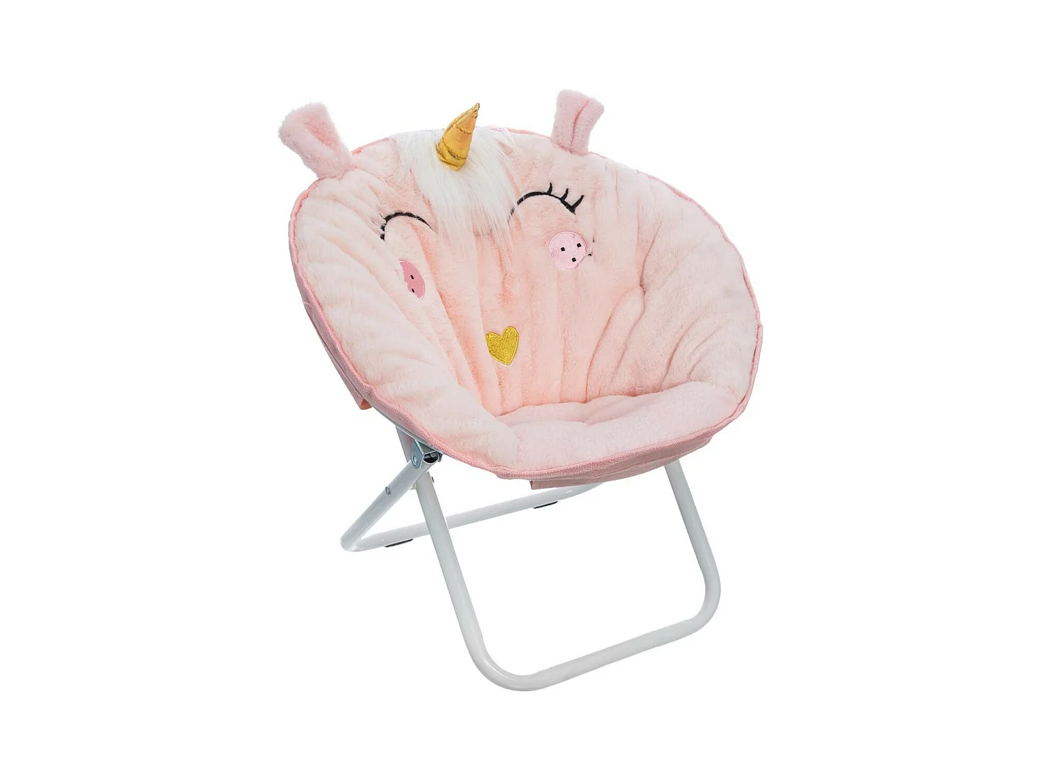 Fauteuil Licorne pour Enfant en tissu rose clair