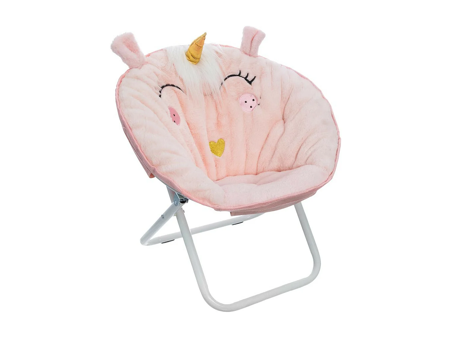 Fauteuil Licorne pour Enfant en tissu rose clair