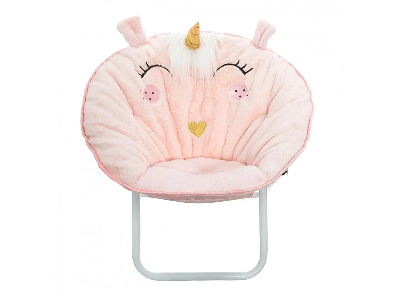 Fauteuil Licorne pour Enfant en tissu rose clair