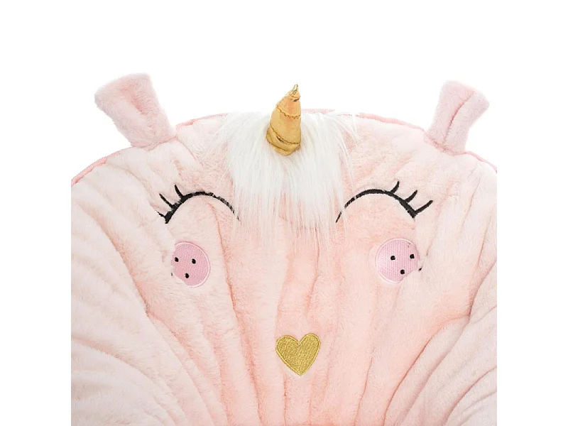 Fauteuil Licorne pour Enfant en tissu rose clair