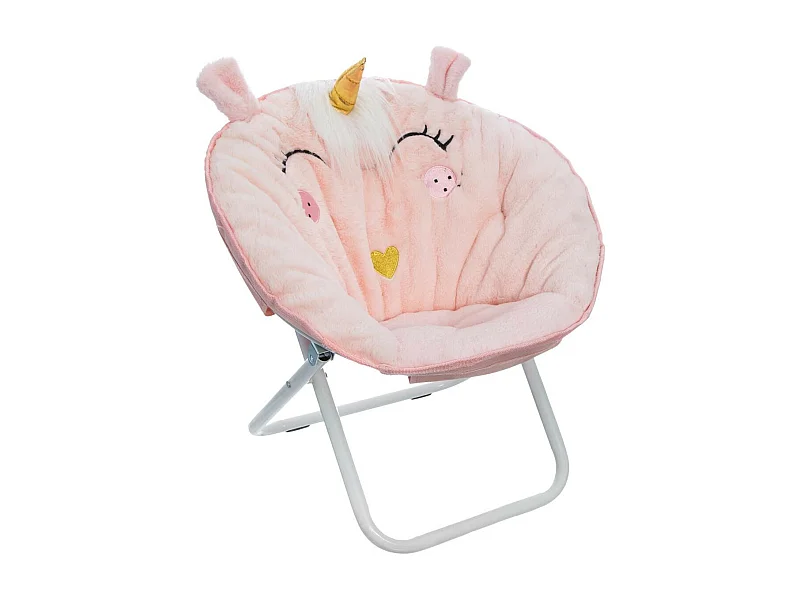 Fauteuil Licorne pour Enfant en tissu rose clair