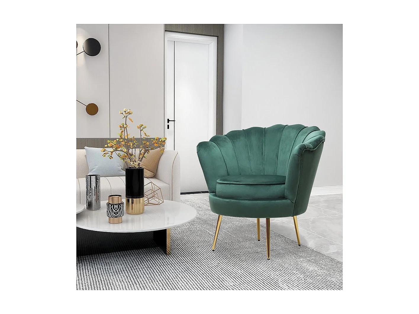 Poltrona de veludo "Floria" - Design moderno e confortável para o seu interior