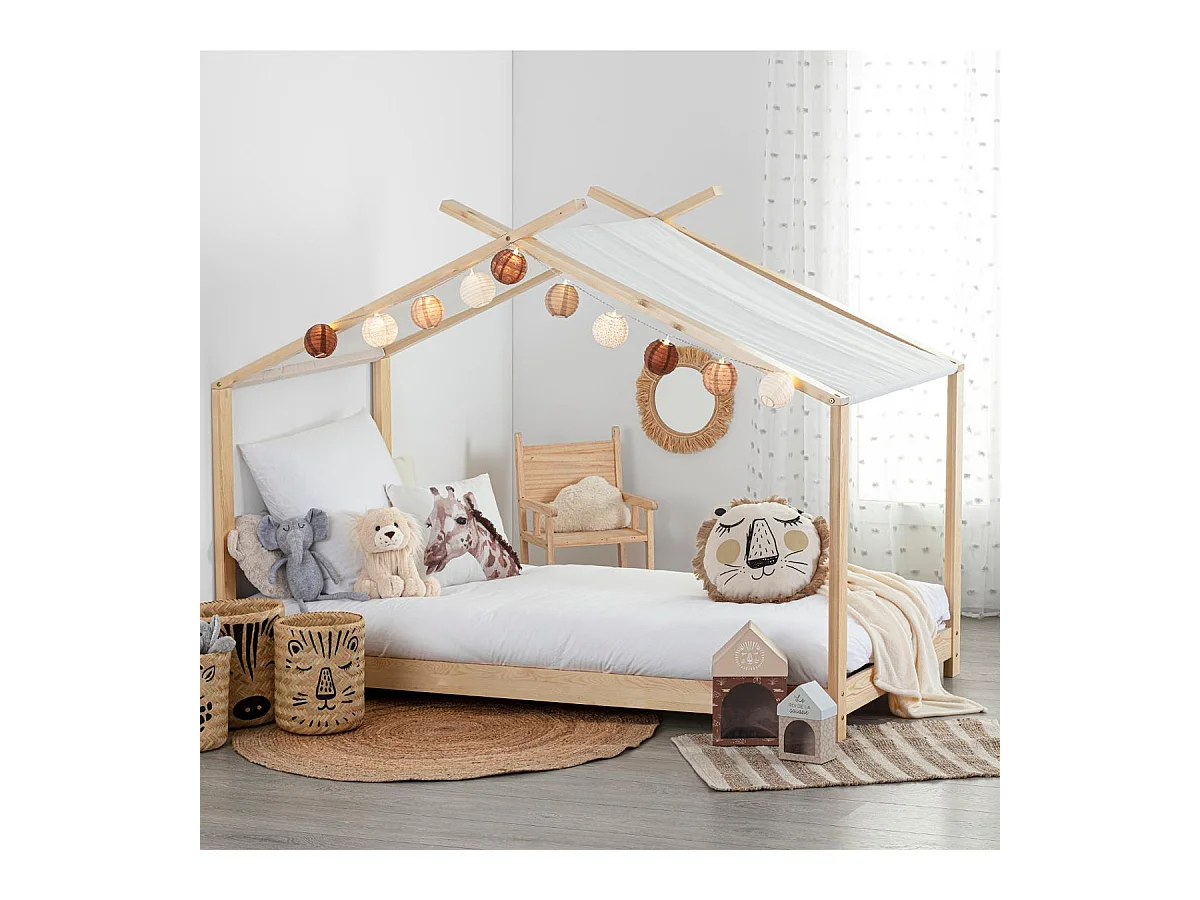 Tenda de cama infantil e juvenil Ilian White/Oak 90x190 cm
