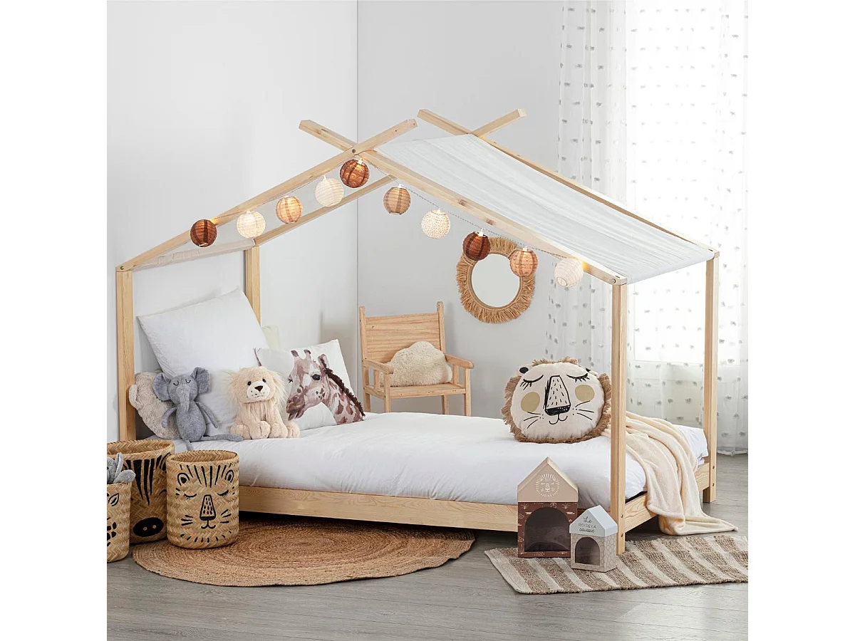 Cama Juvenil Infantil Tienda Campaña Ilian Blanco/Roble 90x190 cm