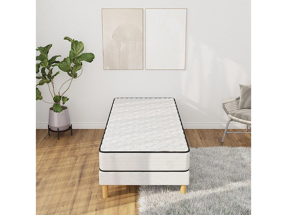 Ensemble Medicaltex 120x200 cm Hauteur 22 cm Mousse Polyuréthane avec Sommier Tapissier Pin Massif Soutien ferme