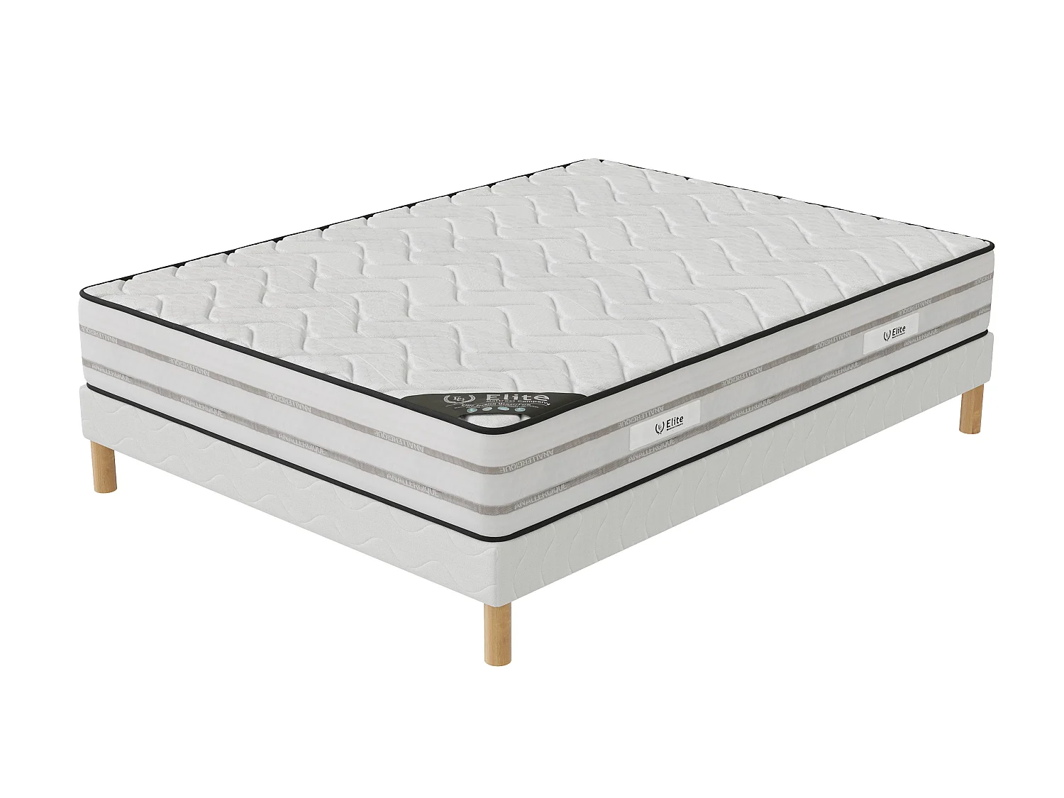 Ensemble Memory Foam 140x200 cm Hauteur 25 cm Mousse à Mémoire de Forme avec Sommier Tapissier Soutien mi-ferme